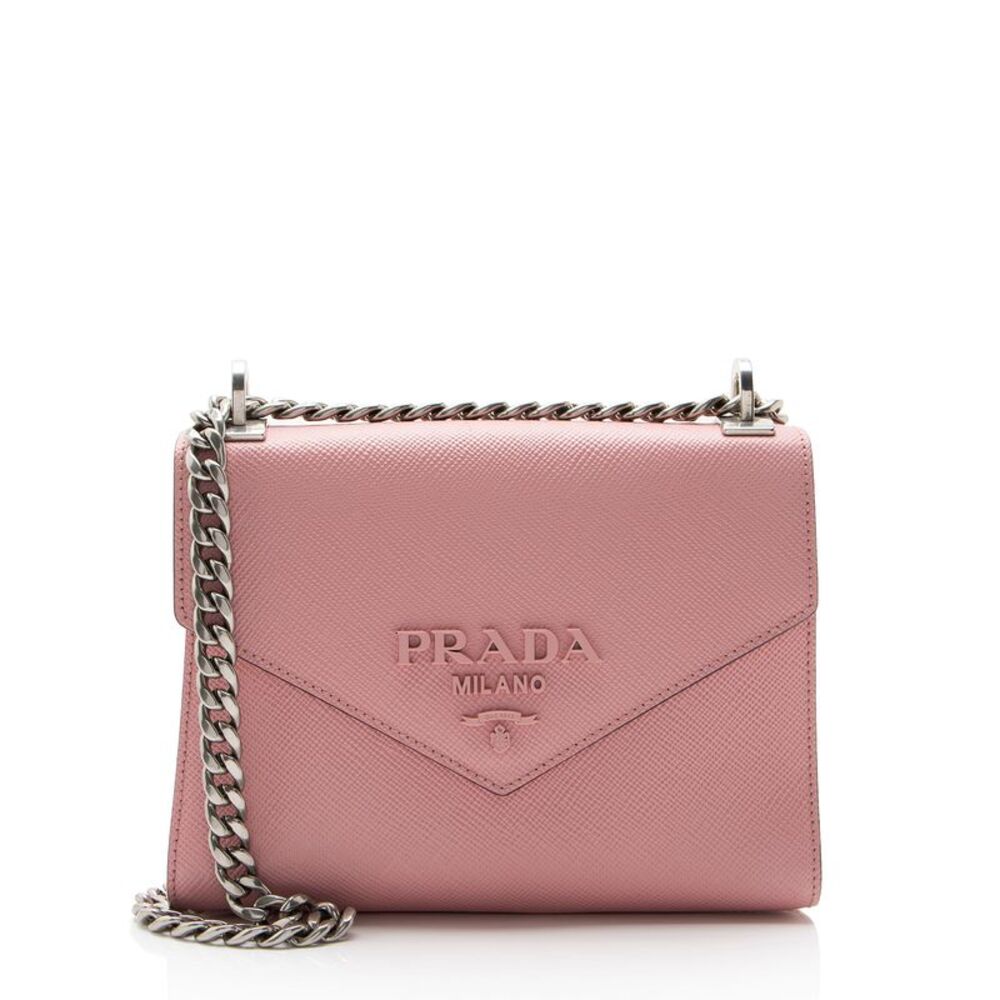Prada Saffiano Leather Monochrome Chain Shoulder Bag